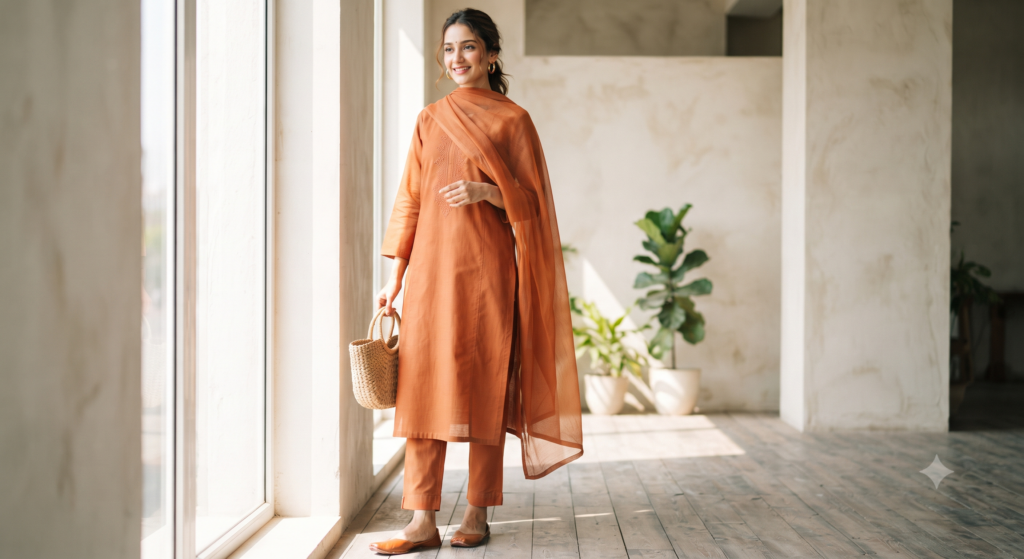 Lightweight cotton suit ideal for Indian summer heat