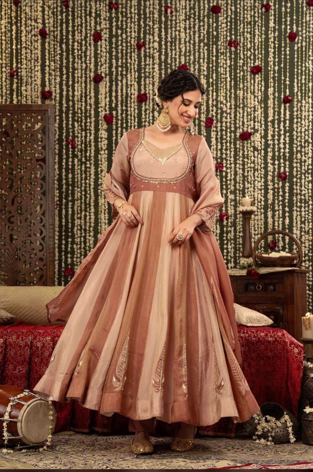 Amethyst Royal Velvet & Zari Festive Frock Suit Set